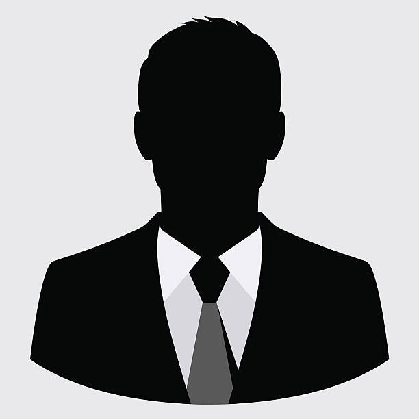 Vector businessman black silhouette isolated.